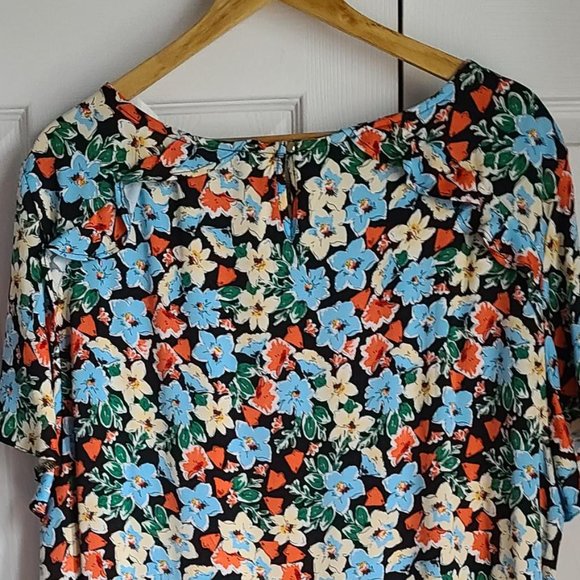 Yours UK Black & Blue Floral Frill Shoulder Top 2X - Picture 4 of 4